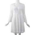 Kate Kasin Sexy Womens Lace up Plunging V-Neck Bell Sleeves Ivory Lace Dress KK000639-1